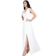 thumbnail image 4 of KOH KOH Long Sleeveless Wedding Guest Party Bridesmaid Evening Formal Dressy Cocktail Summer Bridal V-Neck Tall Flowy Slit Maxi Dress Gown For Women Ivory White XXX-Large US 22-24 NT304, 4 of 6