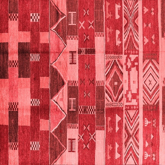 Ahgly Company Indoor Square Oriental Red Industrial Area Rugs, 4' Square
