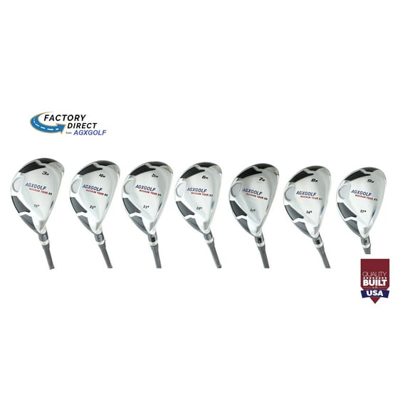 AGX Men's Tour XS Regular Flex Extra Tall ( 1.5") Length; Complete Hybrid Game Improvement Stainless Steel Irons Set 3,4,5,6,7,8 & 9 Graphite Edition: Right Hand