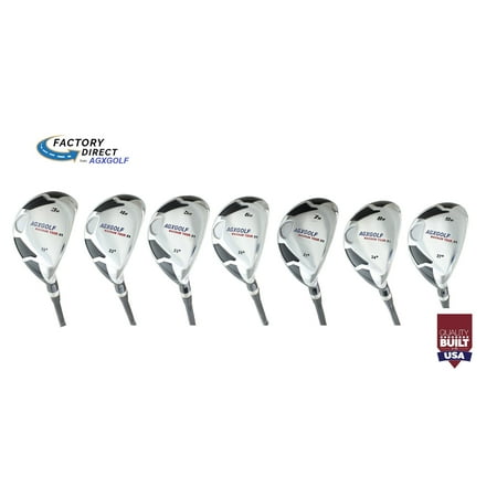 AGX Men's Tour XS Senior Flex Cadet (-1") Length; Complete Hybrid Game Improvement Stainless Steel Irons Set 3,4,5,6,7,8 & 9 Graphite Edition: Right Hand