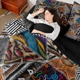 thumbnail image 4 of Castle Fairy Animal Print Patchwork Bedding Comforter Set,Bohemian Aztec Full Bedding Set, 4 of 8