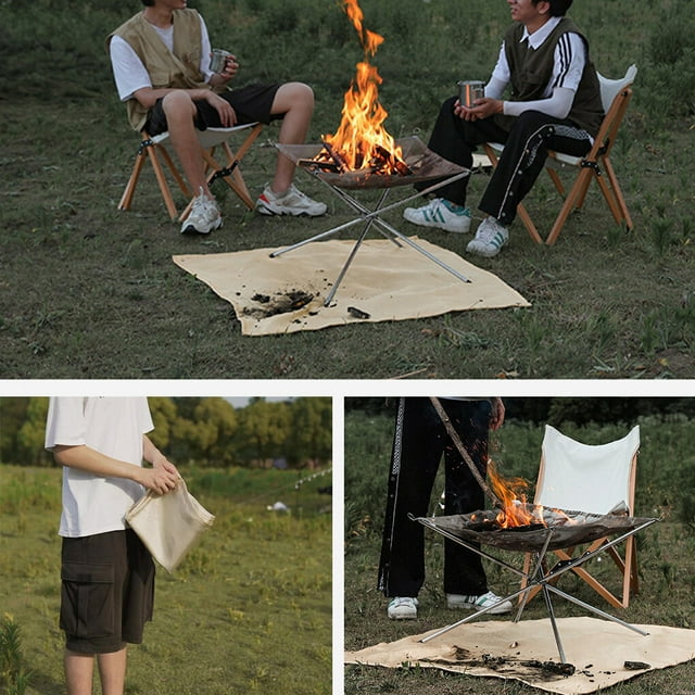 Foldable Camping Fireproof Mat Reusable Under Hearth Wood Stove Safe Rug Household Patios Cloth Protector Flame Proof Carpet 100x80cm