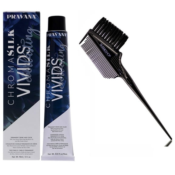 Scarlette Red , Pravana Chromasilk Vivids EVERLASTING Permanent Crème Hair Color Dye Haircolor Chroma Silk - Pack of 1 w/ Sleek 3-in-1 Brush Comb