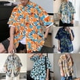 thumbnail image 6 of Mens Summer Shirt Patch Pocket Quick Drying Hawaiian Floral Leaves Print Tops, 6 of 7