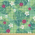thumbnail image 2 of Floral Fabric by the Yard, Exotic Demonstration of Various Exotic Flowers Monstera Island Plantation, Decorative Upholstery Fabric for Sofas and Home Accents, Green and Hot Pink by Ambesonne, 2 of 5