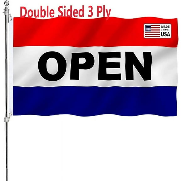 Open Flag for Businesses 3x5 Double Sided Heavy Duty Business Open Flags 3 Ply 200D Polyester and Durable Canvas Header with 2 Brass Grommets