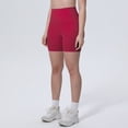 thumbnail image 4 of Ice Feel Breathable Friendly Tight High Waist Yoga Shorts For Running Workout Fitness Compression Wicking Seamless Lightweight Summer Stretch, XL, Red, 4 of 8
