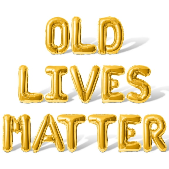 Letter Balloons - OLD LIVES MATTER 16" Inch Alphabet Letters Foil Mylar Balloon Senior Birthday Party Banner (Gold)