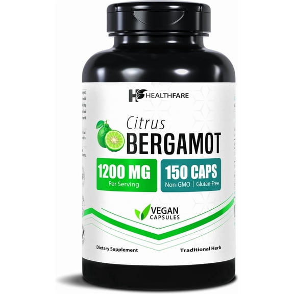 HealthFare Citrus Bergamot 1200mg | 150 Capsules | Non-GMO, Gluten-Free, Vegan | Made in the USA
