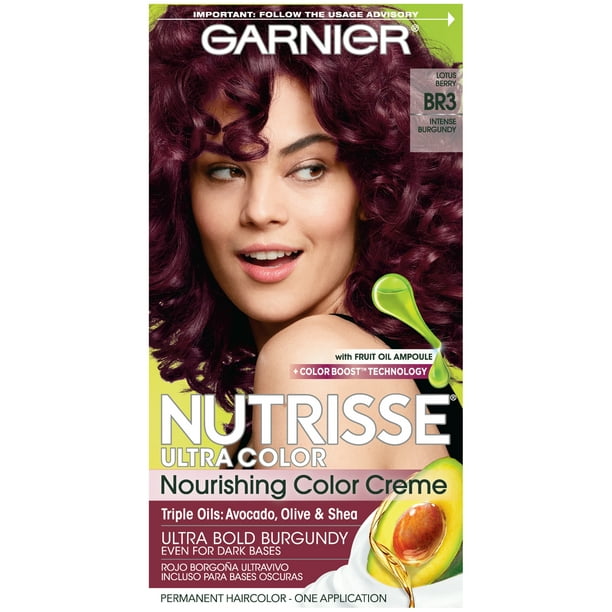 Garnier Nutrisse Ultra Color Nourishing Bold Permanent Hair Creme, BR3  Intense Burgundy, 1 Kit 