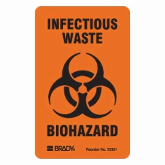 Brady Biohazard Lbl,3inx1 17/20in,Paper,PK100 22351LS
