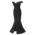 thumbnail image 6 of USSUMA Beach Dresses for Women Casual Summer,Women's Formal Evening Maxi Dress Elegant V Neck Backless Off Shoulder Pleated High Split Gown Cocktail Party Long Dress, 6 of 8
