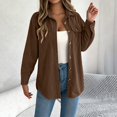 thumbnail image 4 of Shackets for Women Waffle Knit Tops Long Sleeve Button Down Shirt Fall Jackets Outfits Corduroy Jacket Womens Shackets Jacket Plus Size Long Sleeve Shirts Blouses Tops, 4 of 5