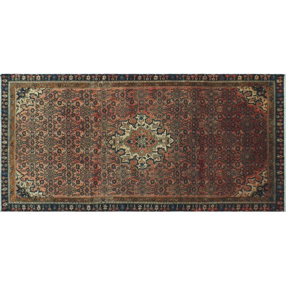 Semi Antique Atiq Rust/Ivory Runner, 4'7" x 9'5"