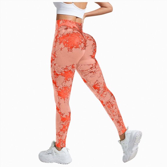 enyan Anti Cellulite Leggings for Women High Waisted Training Control Yoga Leggings for Women（Orange,S）