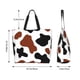 thumbnail image 5 of Balery Brown Black Cow Bolsa Tote Estilo Estético con Cremalleras, Bolsa de Hombro, Bolsa de Compras Grande y Plegable, 5 of 8