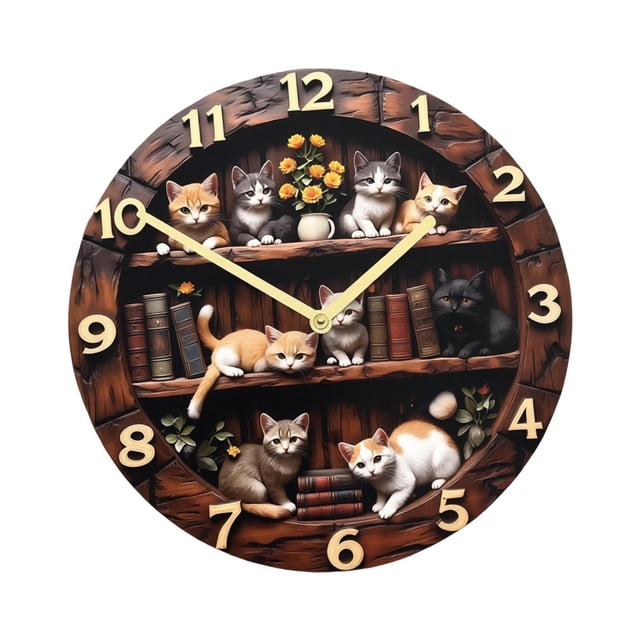 Reloj de pared colgante con diseño de gato, reloj decorativo de arte, ligero, funciona con pilas. SX3 20 cm