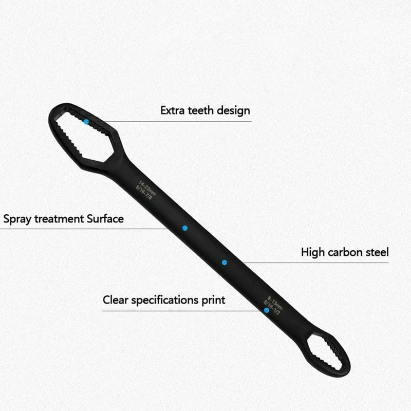 hebaotong Double-Headed Self-Tightening Wrench Multipurpose Spanner 8-22mm Key Set Screw Nuts Wrenches Self-Tightening Repair for Screw Nuts Removal