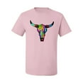 thumbnail image 2 of Wild Bobby, Colorful Rainbow Cow Bull Skull Animal Lover Men's Graphic T-Shirt, Light Pink, Medium, 2 of 3