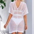 thumbnail image 3 of Mujer Bikini Cover Up Hollow Out Manga De Murciélago Patrón Liso Casual Transpirable Beach Top Blanco XL, 3 of 7