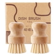 thumbnail image 2 of 2 Pack Bamboo Dish Brush, Nylon Fiber, Ergonomic Bamboo Dish Scrubber with Handle, Wooden Dish Brush Bamboo Scrub Brush for Kitchen, Dishes, Pots, Pans, Nonstick, Cast Iron & Sink, Bamboo Scrubber, 2 of 9