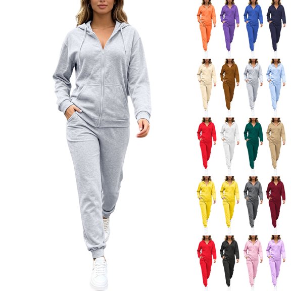 Jsaierl Sweatsuit Sets for Women 2 Piece Long Sleeve Full Zip Sweatshirts and Jogger Pants Fall Activewear Lounge Sets Workout Sets Matching Tracksuit