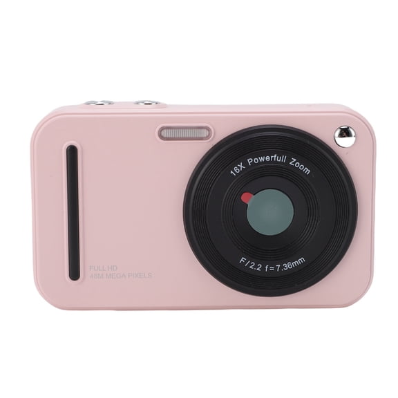 Yajisi 48MP 1080P UHD Digital Camera, 16X Digital Zoom Auto Focus Anti-Shake Vlog Camera for Students, Includes 32GB Card, 2.4 in / 6.1 cm Display, Portable Travel Point and Shoot Camera (Pink)
