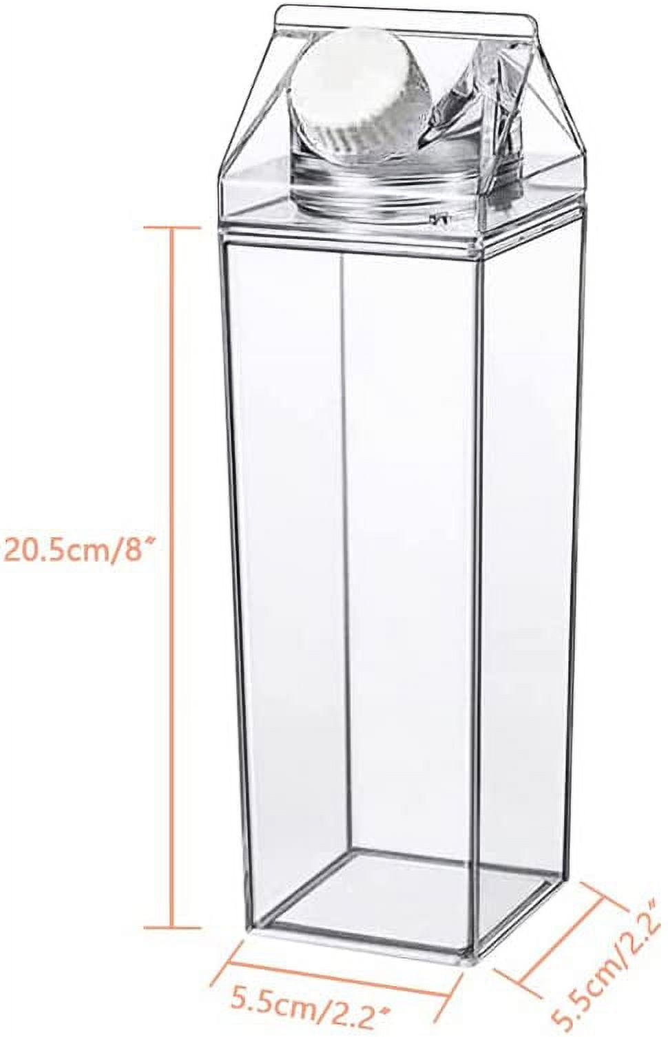  Fanovo Clear Milk Carton Water Bottle, Aesthetic Water Bottles  Square Milk Storing Containers Reusable Water Tumbler Cute Kawaii Water  Bottle : Home & Kitchen