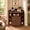 Walnut, variant on Corner Storage Cabinet 6 Cubby Corner Shelf with USB Ports and Power Outlets for Living Room Study