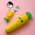 thumbnail image 2 of HLONK 1pc/set Creative Cartoon Carrot Tableware  Children‘s Fork Spoon with Handle  Portable Children‘s Tableware  for Toddlers Kids, 2 of 7
