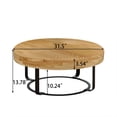 thumbnail image 2 of Modern Round Coffee Table with Metal Legs, Wooden Carving Pattern for Living Room Reception Room Office, Black, 2 of 7