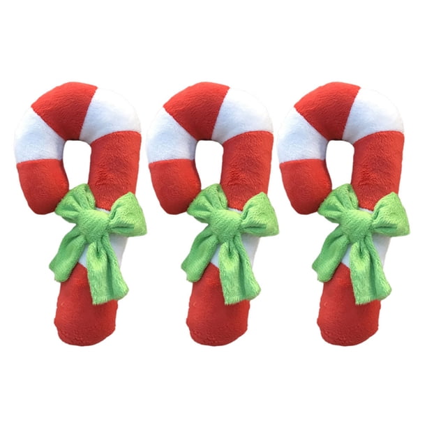 FELTECHELECTR juguetes navideños con sonido para perros, con forma de bastón de caramelo, para masticar, para mascotas (color aleatorio de lazo).