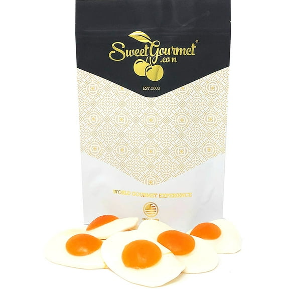 SweetGourmet Gummy Giant Fried Eggs Candy | Peach Flavor | 1 Pound
