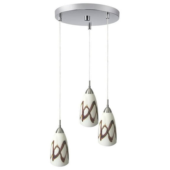 Woodbridge Lighting Art Glass 3-Light Pendant in Picasso/Satin Nickel