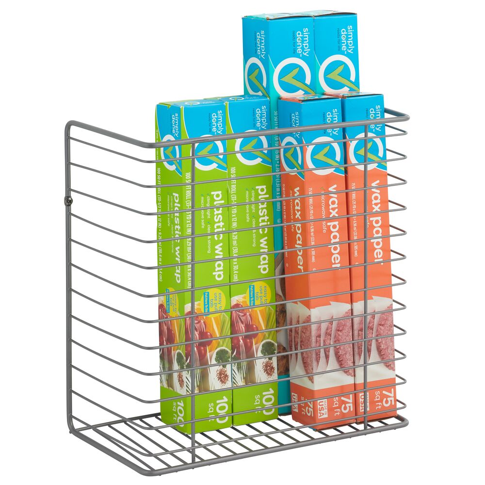 mDesign Metal Wire Wall Mounted Shelf for Kitchen Pantry Mountable