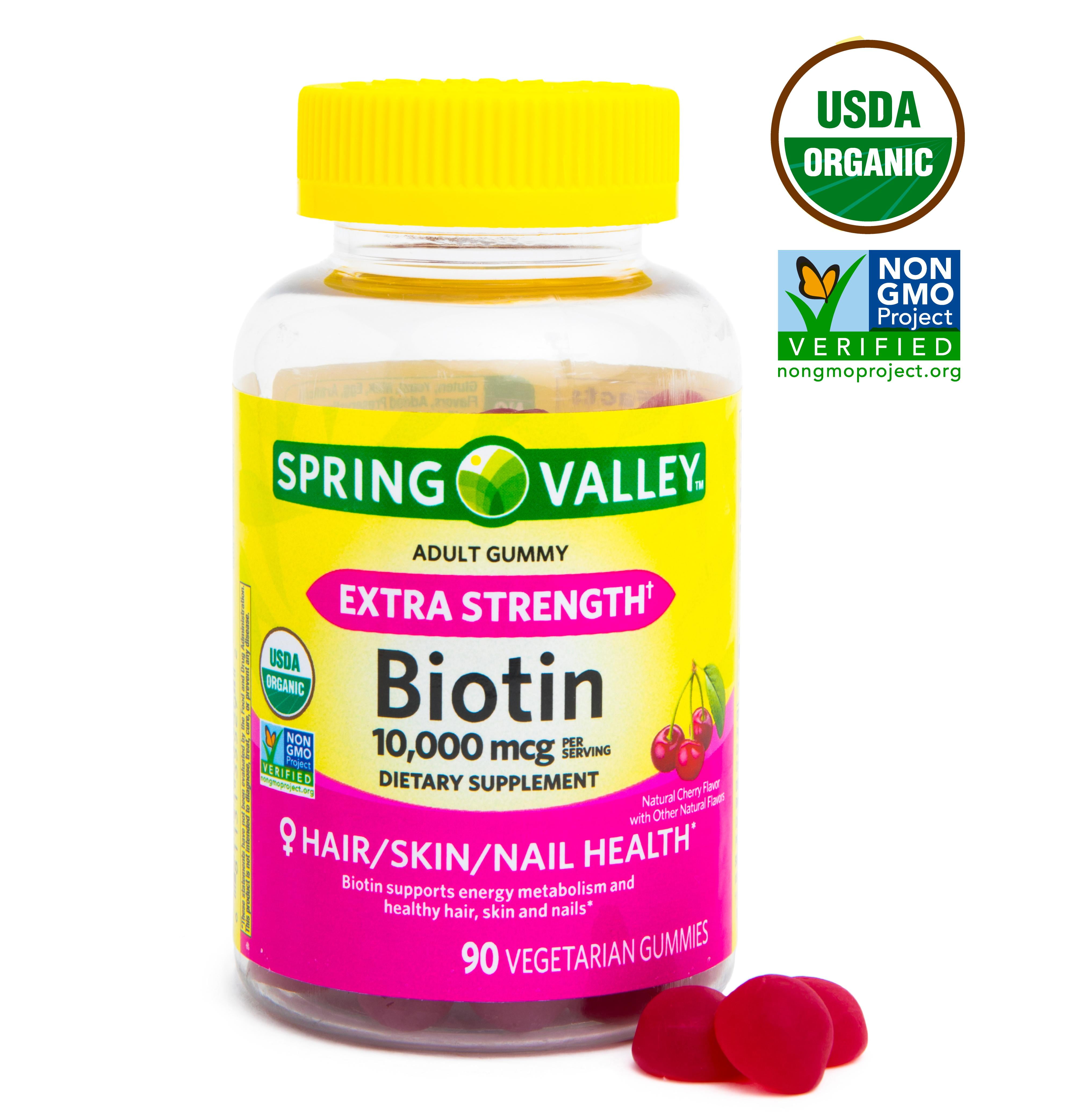 Spring Valley Biotin 10,000mcg Vegetarian Gummy Supplement, 90ct