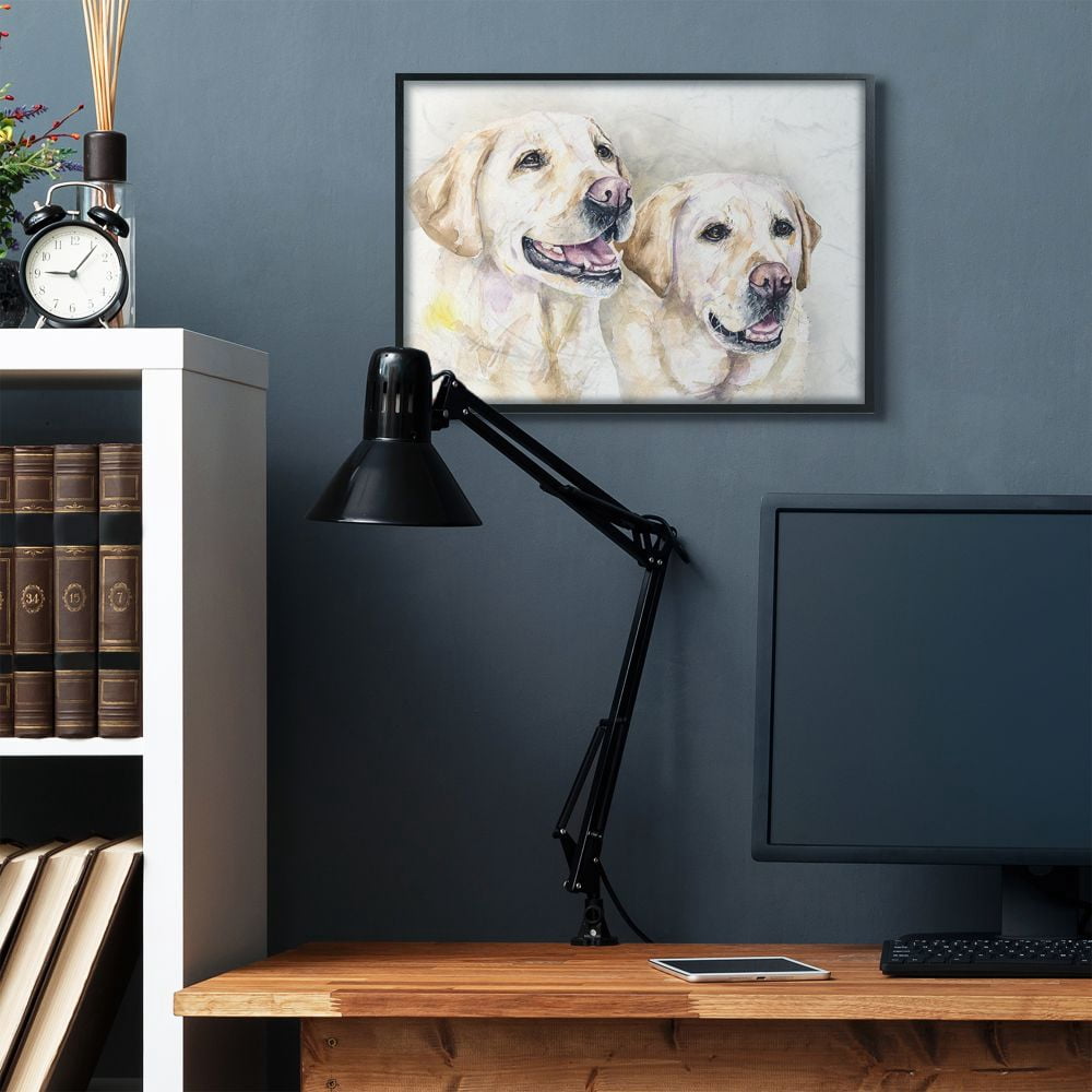Stupell Industries Dog Friends Pet Animal Watercolor Painting Framed Giclee Texturized Art by George Dyachenko
