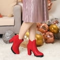 thumbnail image 6 of Unique Bargains Women's Platform Chunky Heels Chelsea Boots Red 9, 6 of 6