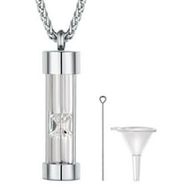 FaithHeart Hourglass Cremation Necklace for Men Women Stainless Steel Urn Ash Holder Perfume Pill Funnel Keepsake Pendant Jewelry Gift for Bithday Christmas