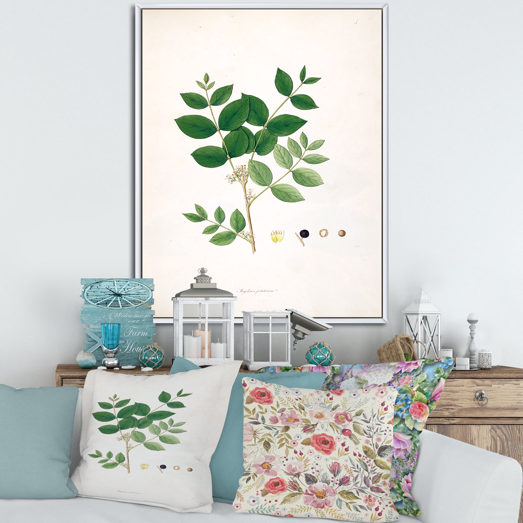 Designart 'Ancient Botanicals VI' Farmhouse Framed Canvas Wall Art Print