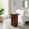 thumbnail image 3 of Solid Mango Wood End and Side Table for Home Decor - Contemporary Accent for Small Spaces and Room Display - Elegant Bedside or Small Table Night Stand for Living Room and Bedroom - 18", Brown, 3 of 14