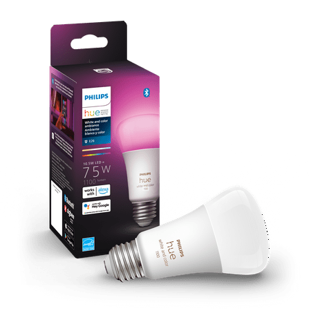 Philips Hue A19 LED Smart Light Bulb – White and Color Ambiance – 60W Indoor Light Bulb – Control with Hue App – Works with Alexa, Google Assistant and Apple Homekit – 3 Pack