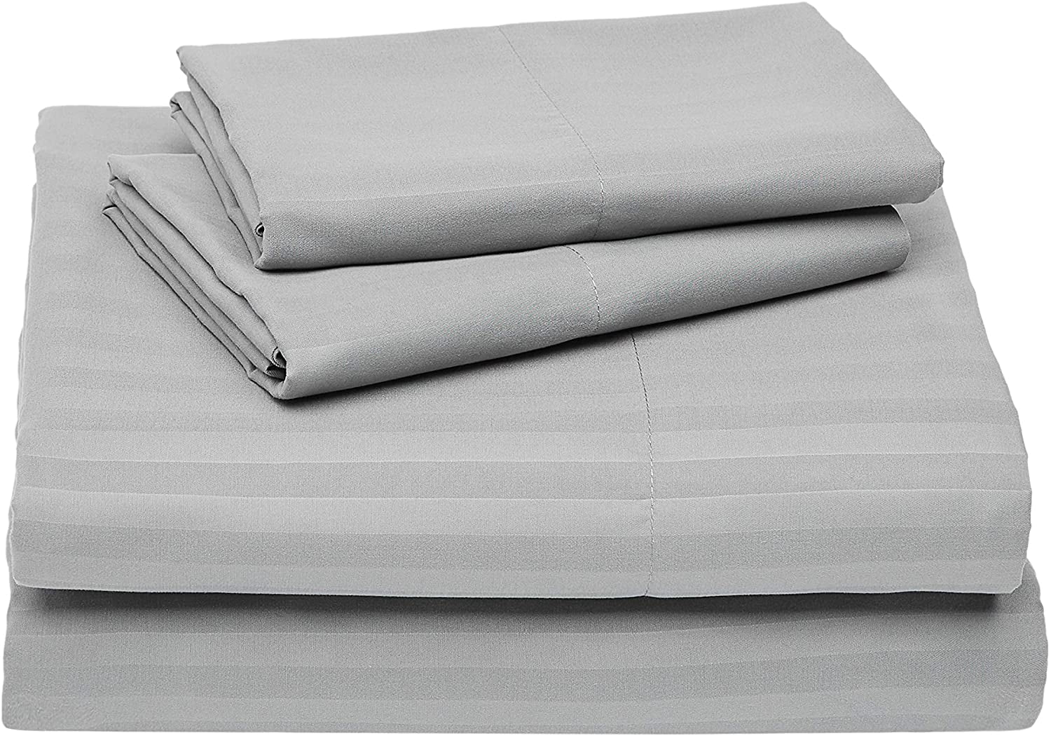 Deluxe Striped Microfiber Twin Bed Sheet Set-Dark Grey 