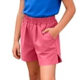 thumbnail image 3 of Jalioing Kids Cotton Linen Shorts Summer Casual Plain Elastic Waist Shorts Boys Girls Side Slit Lounge Shorts with Pocket, 3 of 9