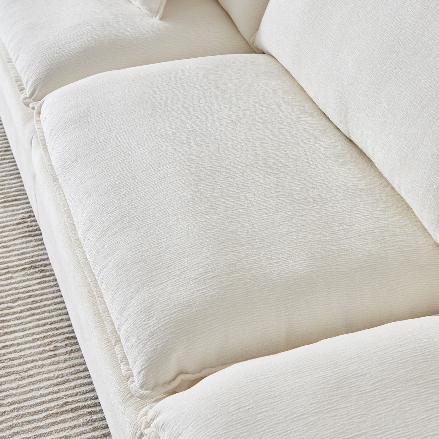 Gewnee L-Shaped Chenille Sectional Sofa Cloud Couch with Ottoman, Reversible Sofa for Living Rooms