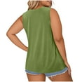 thumbnail image 4 of Scyoekwg Plus Size Tank Tops for Women Summer Casual Trendy Sleeveless Shirts V Neck Pleated Tunic Tops Solid Color Loose Blouses (Army Green,XXXXL）, 4 of 7