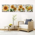 thumbnail image 4 of Sunflower Canvas Wall Art Bathroom Decor Rustic Sunflower Pictures for Kitchen Vintage Yellow Sun Flowers Painting Bedroom Office Apartment Home Decorations Modern Country Floral Artworks 16x16" 4 Pcs, 4 of 6