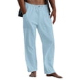 thumbnail image 1 of Zszcpp Summer Pants For Mens 2025 Trendy Solid Full Length Loose Button Pocket Drawstring Beachwear Lounge Trousers Casual Trouser, 1 of 4