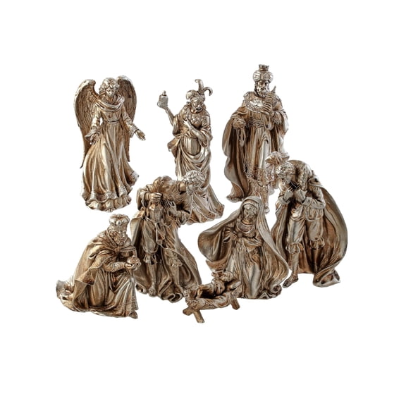 Regency International Resin Nativity Scene Set, Set of 8, Antique Silver, Home Decor and Accessories