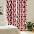 thumbnail image 2 of Ambesonne Cat Window Curtains, Kitten Silhouette Fish Paws, Each 28" W x 63" L, Pastel Pink and Charcoal Grey, 2 of 4